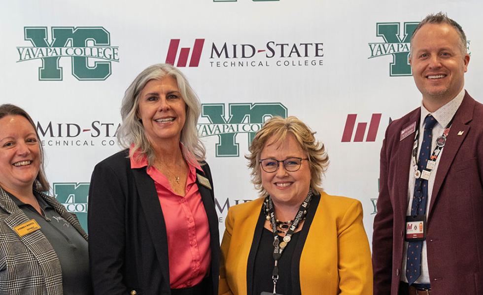 From left: Andrea Riffel, Yavapai College Director of Retention Advising, Dr. Lauri Dreher, Yavapai College Associate Dean of Articulation and Academic Partnerships; Dr. Shelly Mondeik, Mid-State Technical College President; Dr. Chris Severson, Mid-State Technical College Vice President of Academics.