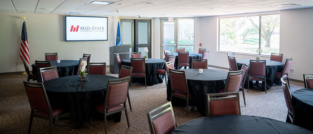 Tables set up at Mid-State's Gourmet Café