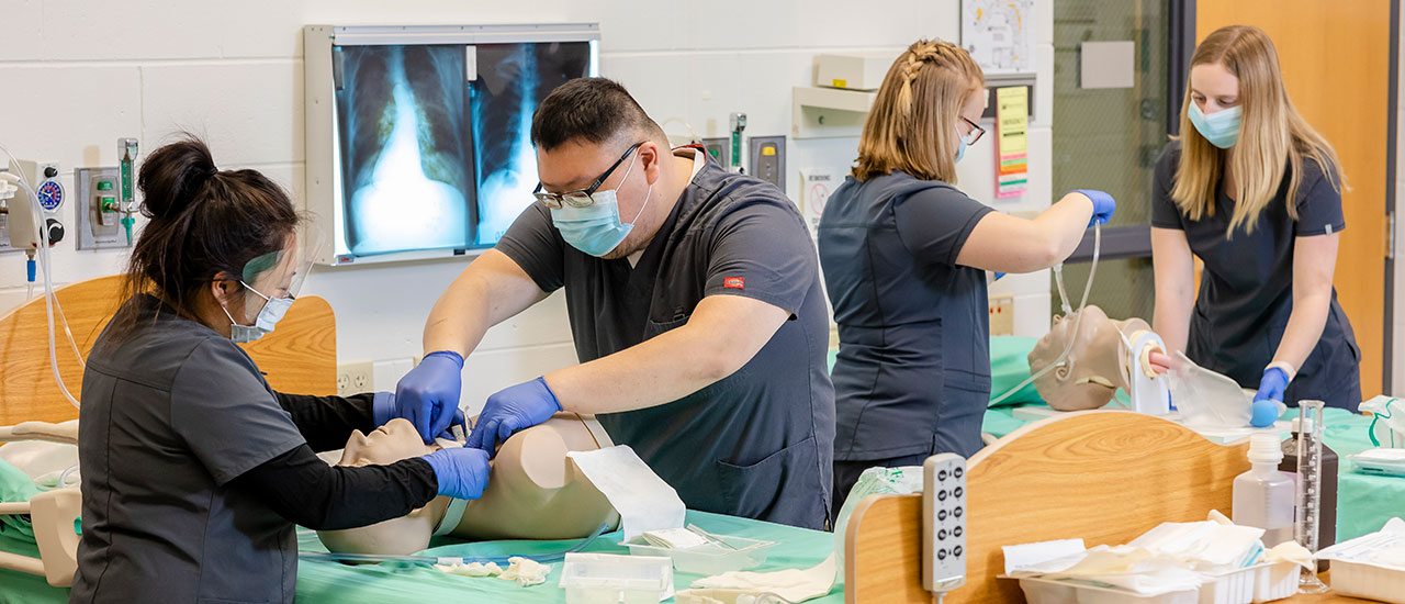 Mid-State Respiratory Therapy students practice their skills during class.