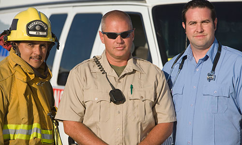 Firefighter, police officer, and paramedic.