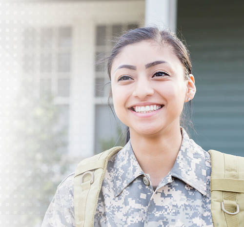 Female soldier in uniform.