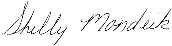Shelly Mondeik signature.
