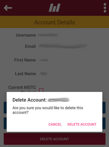 Screenshot showing Step 3 of deleting your account. Click "Delete Account"