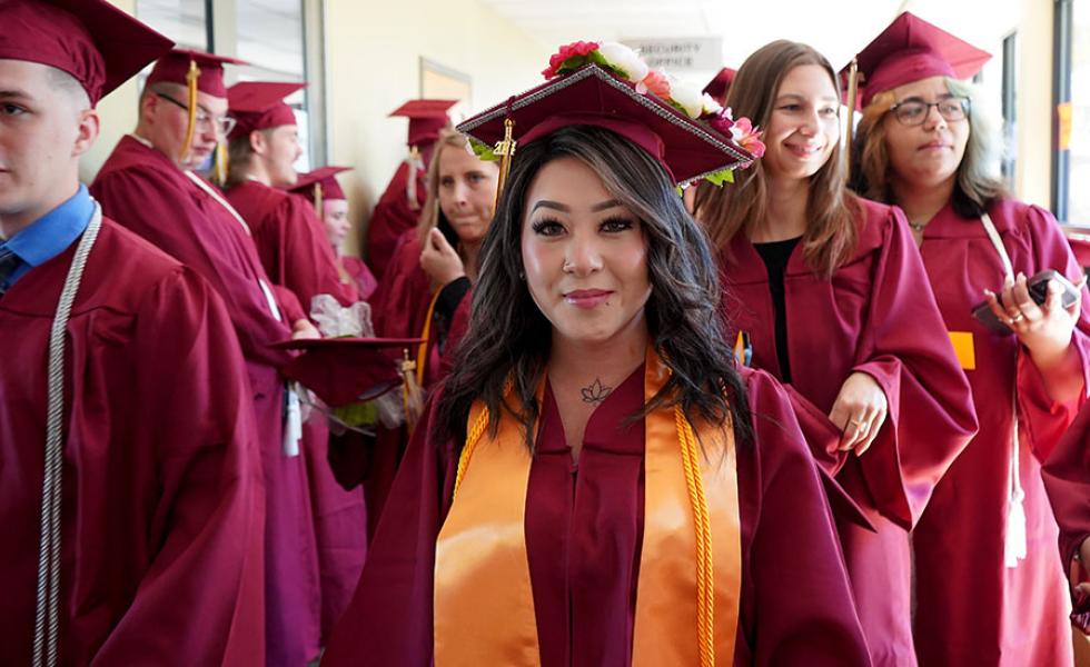 Mid-State Technical College graduates gather before the College’s spring 2024 commencement ceremony on the Wisconsin Rapids Campus. This year’s fall ceremony will be held on Saturday, Dec. 14. 