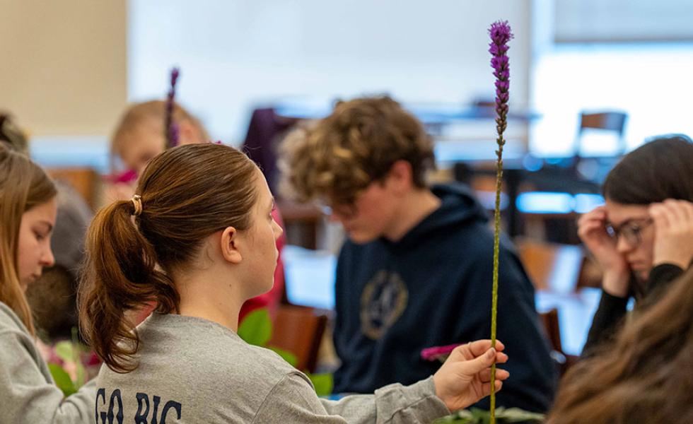 High school students participate in the floriculture contest at the FFA Career Development Events competition at Mid-State Technical College’s Wisconsin Rapids Campus on March 18, 2025.