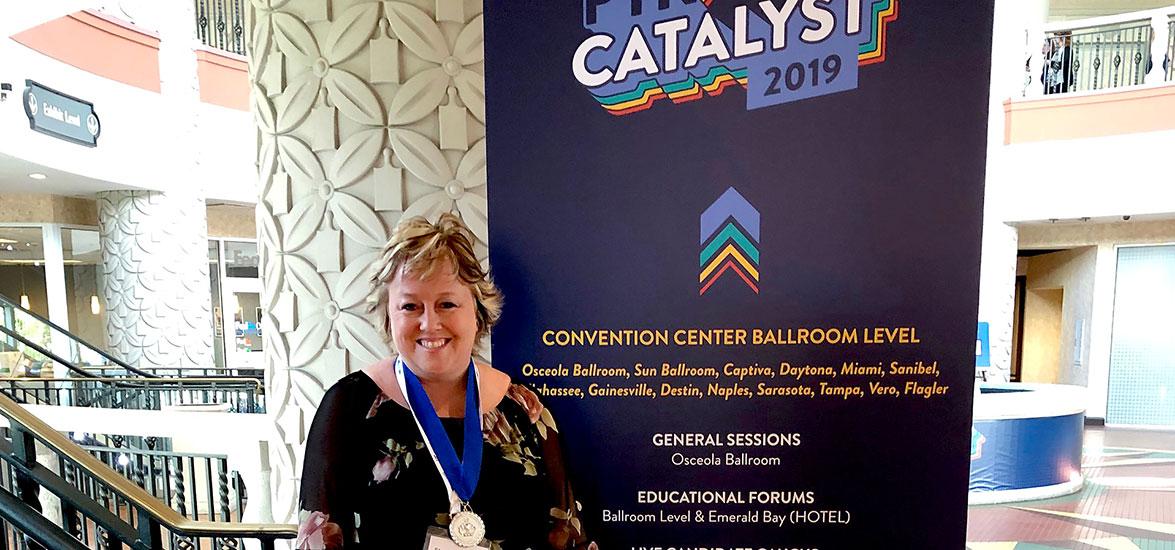 Mid-State President Dr. Shelly Mondeik at PTK’s annual convention, PTK Catalyst 2019, held in Orlando, Florida, April 4–6. Dr. Mondeik was recognized at the event with the Phi Theta Kappa Honor Society (PTK) Paragon Award for New Presidents.