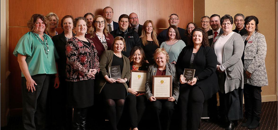 Mid-State Technical College and Aspirus Health staff at the March 2 Annual Heart of Wisconsin Annual Dinner held at the Hotel Mead & Conference Center in Wisconsin Rapids (Photo by Heike C. O’Day Photography)