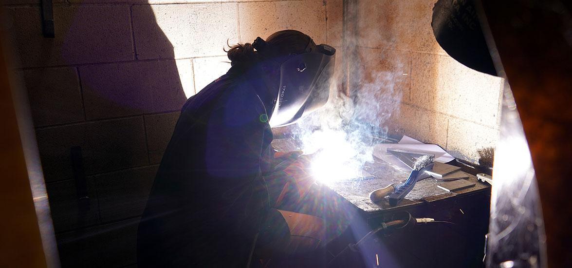 A local high school student participates in the Welding event at the Regional SkillsUSA® Competition on Mid-State Technical College’s Wisconsin Rapids campus on Jan. 20.