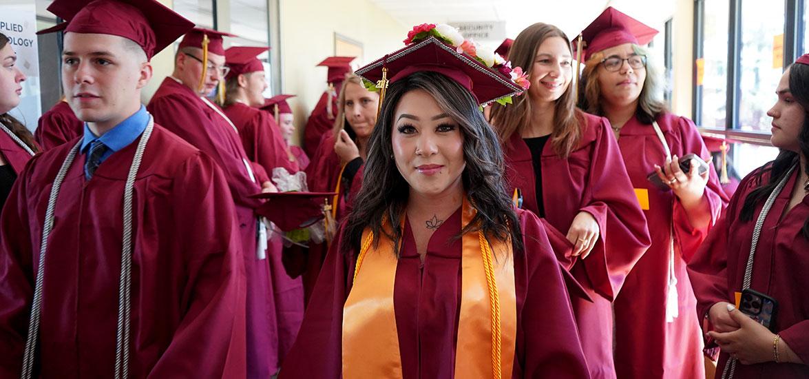 Mid-State Technical College graduates gather before the College’s spring 2024 commencement ceremony on the Wisconsin Rapids Campus. This year’s fall ceremony will be held on Saturday, Dec. 14.