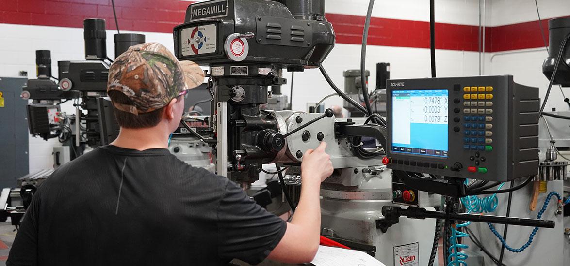 A local high school student participates in the Precision Machining event at the 2024 Regional SkillsUSA® Competition on Mid-State Technical College’s Wisconsin Rapids Campus. This year’s event will be held Friday, Jan. 17, at Mid-State’s Advanced Manufacturing, Engineering Technology, and Apprenticeship (AMETA™) Center.