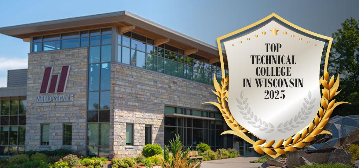 Logo for Education Insider’s Top Technical College in Wisconsin 2025 award, given to Mid-State Technical College.