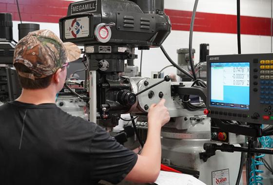 A local high school student participates in the Precision Machining event at the 2024 Regional SkillsUSA® Competition on Mid-State Technical College’s Wisconsin Rapids Campus. This year’s event will be held Friday, Jan. 17, at Mid-State’s Advanced Manufacturing, Engineering Technology, and Apprenticeship (AMETA™) Center.